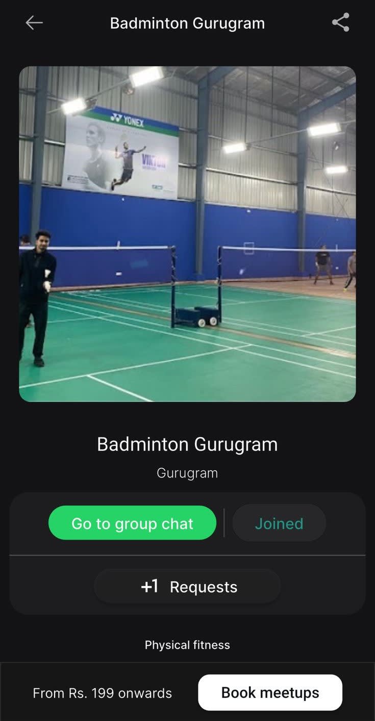 Details about an upcoming event displayed on a screen